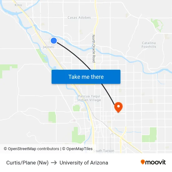 Curtis/Plane (Nw) to University of Arizona map