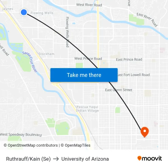 Ruthrauff/Kain (Se) to University of Arizona map