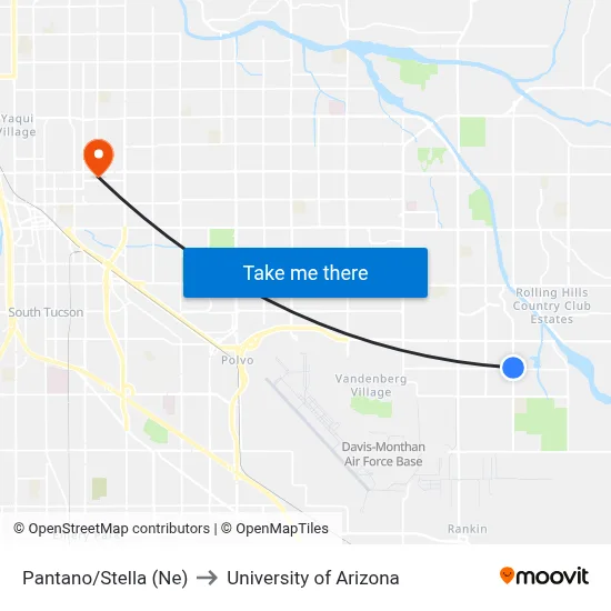 Pantano/Stella (Ne) to University of Arizona map