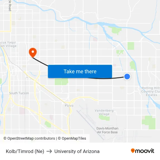 Kolb/Timrod (Ne) to University of Arizona map