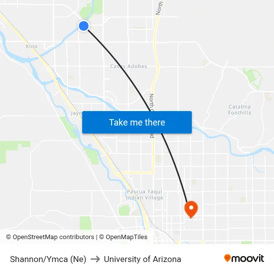 Shannon/Ymca (Ne) to University of Arizona map