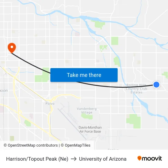 Harrison/Topout Peak (Ne) to University of Arizona map