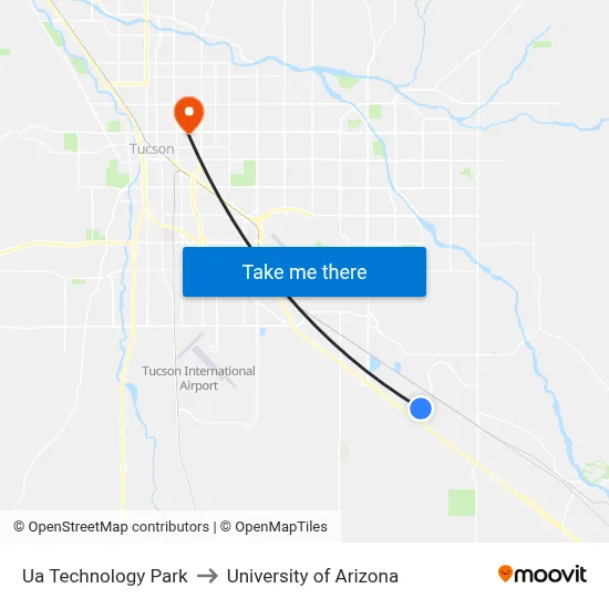 Ua Technology Park to University of Arizona map