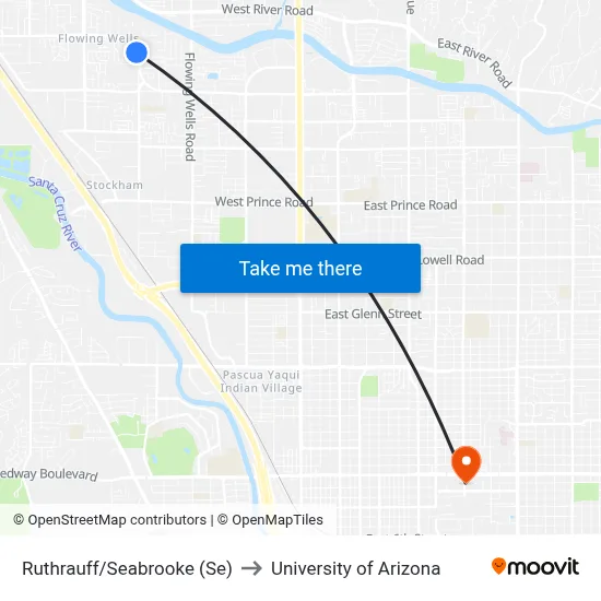 Ruthrauff/Seabrooke (Se) to University of Arizona map