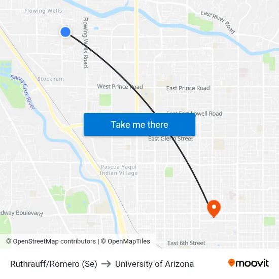 Ruthrauff/Romero (Se) to University of Arizona map