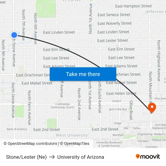 Stone/Lester (Ne) to University of Arizona map