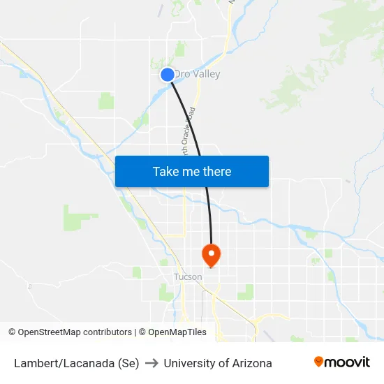 Lambert/Lacanada (Se) to University of Arizona map