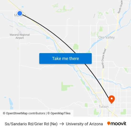 Ss/Sandario Rd/Grier Rd (Ne) to University of Arizona map