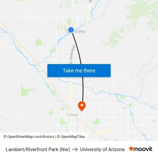 Lambert/Riverfront Park (Nw) to University of Arizona map