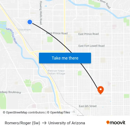 Romero/Roger (Sw) to University of Arizona map