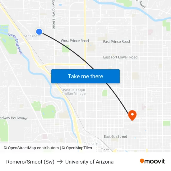 Romero/Smoot (Sw) to University of Arizona map