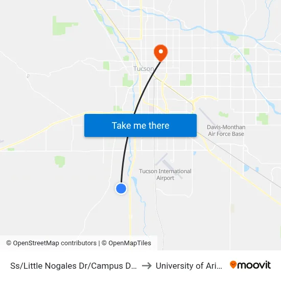 Ss/Little Nogales Dr/Campus Dr (Nw) to University of Arizona map