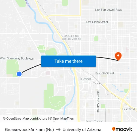 Greasewood/Anklam (Ne) to University of Arizona map