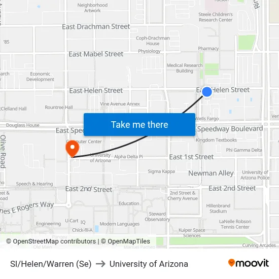 Sl/Helen/Warren (Se) to University of Arizona map