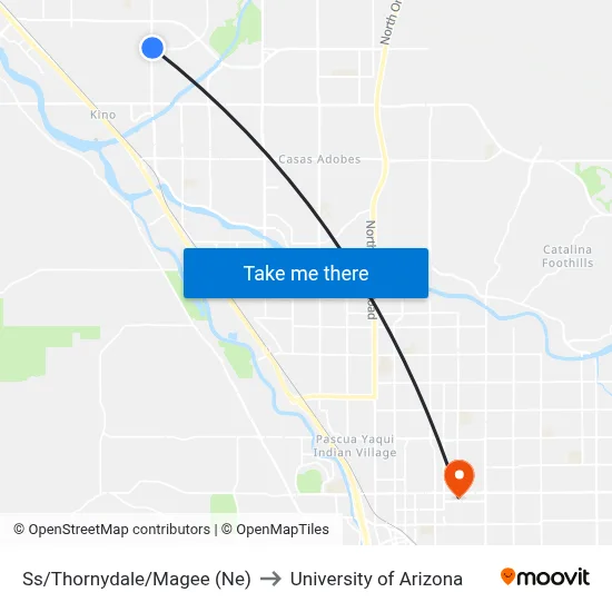 Ss/Thornydale/Magee (Ne) to University of Arizona map