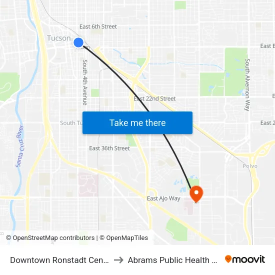 Downtown Ronstadt Center (D) to Abrams Public Health Center map