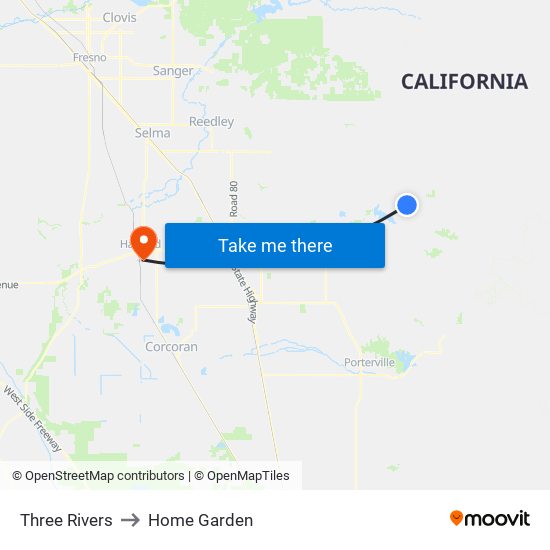 Three Rivers to Home Garden map