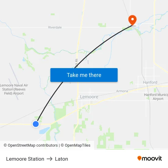 Lemoore Station to Laton map