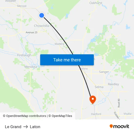 Le Grand to Laton map