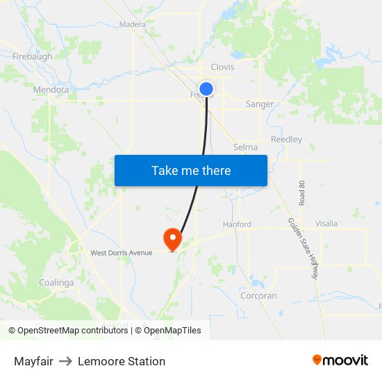 Mayfair to Lemoore Station map