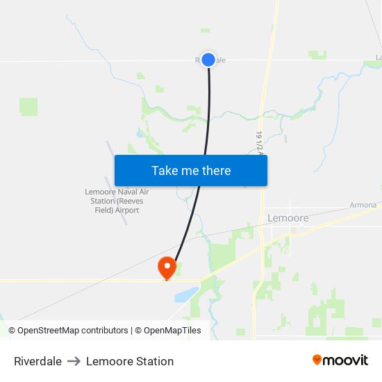 Riverdale to Lemoore Station map