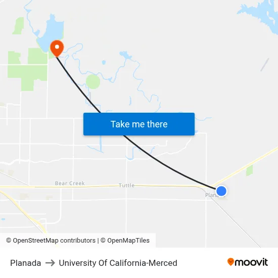 Planada to University Of California-Merced map