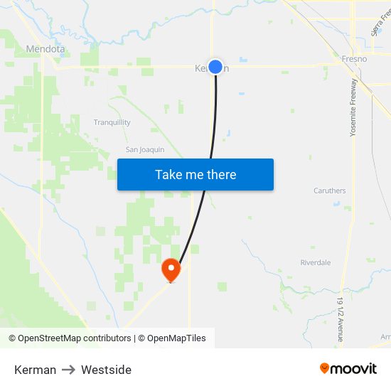 Kerman to Westside map