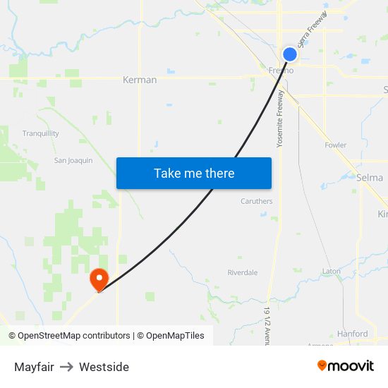 Mayfair to Westside map