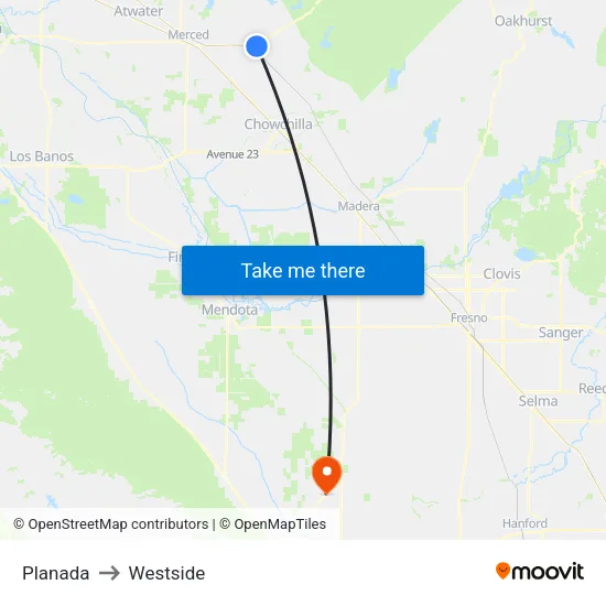 Planada to Westside map
