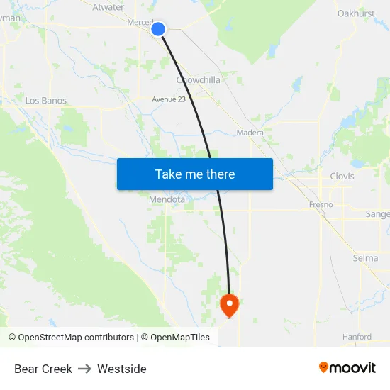 Bear Creek to Westside map