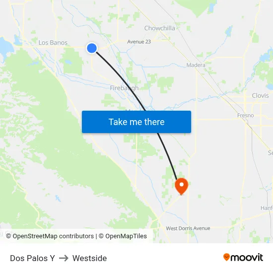 Dos Palos Y to Westside map