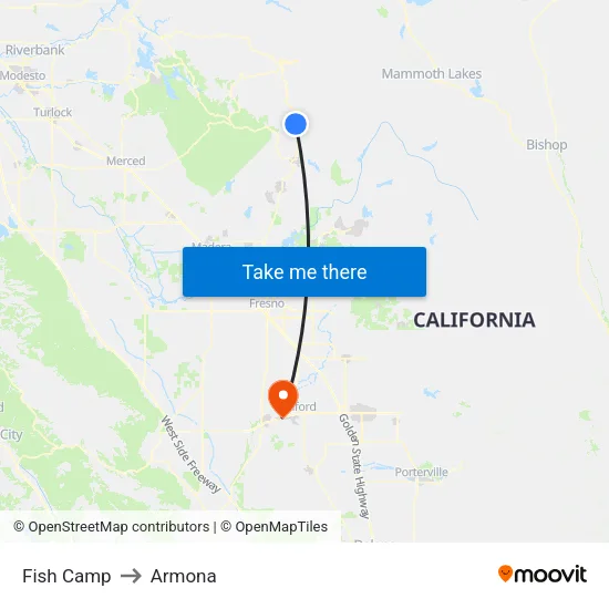 Fish Camp to Armona map