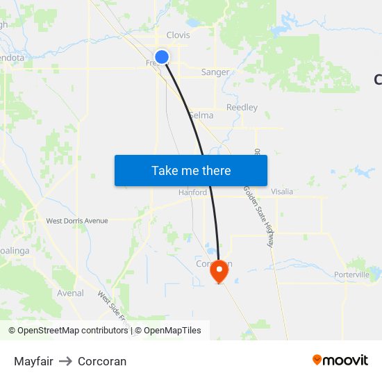 Mayfair to Corcoran map