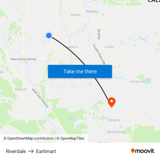 Riverdale to Earlimart map