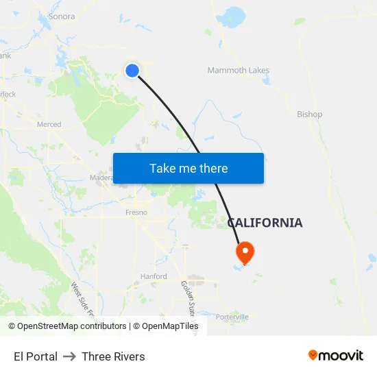 El Portal to Three Rivers map
