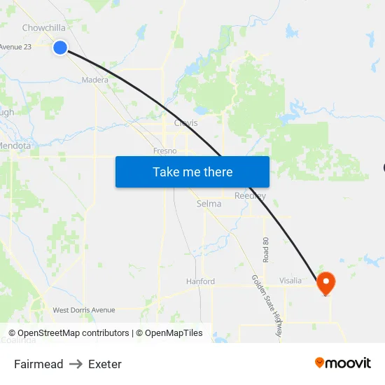 Fairmead to Exeter map