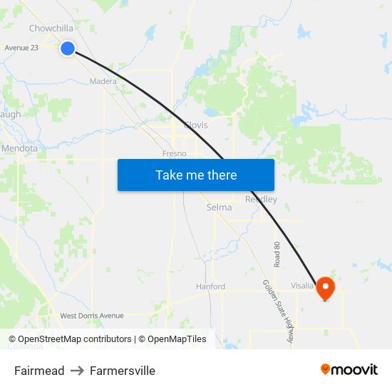 Fairmead to Farmersville map