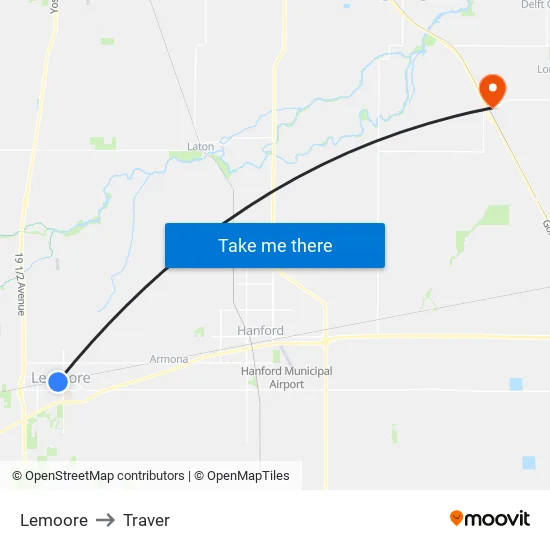 Lemoore to Traver map