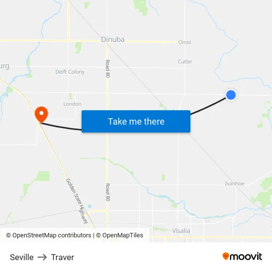 Seville to Traver map