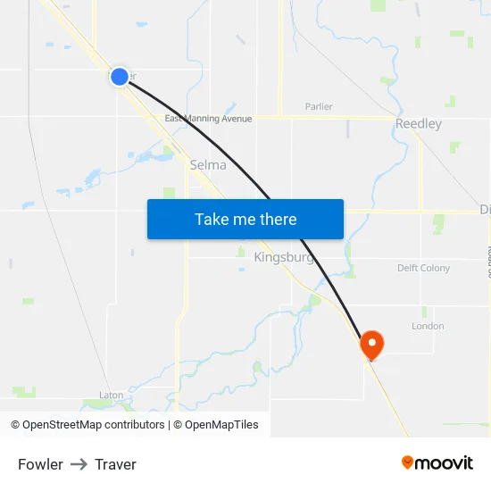 Fowler to Traver map