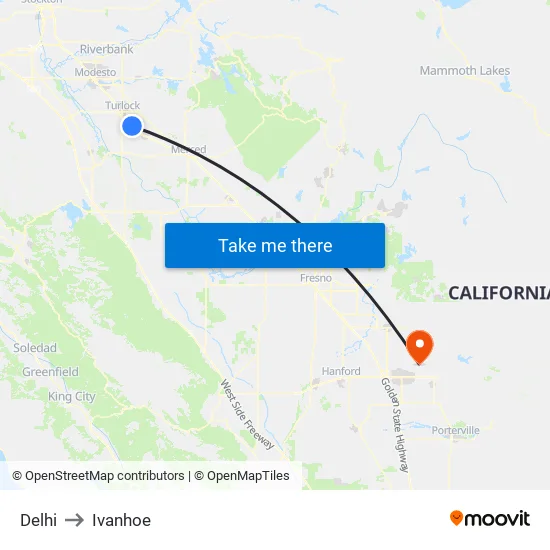 Delhi to Ivanhoe map