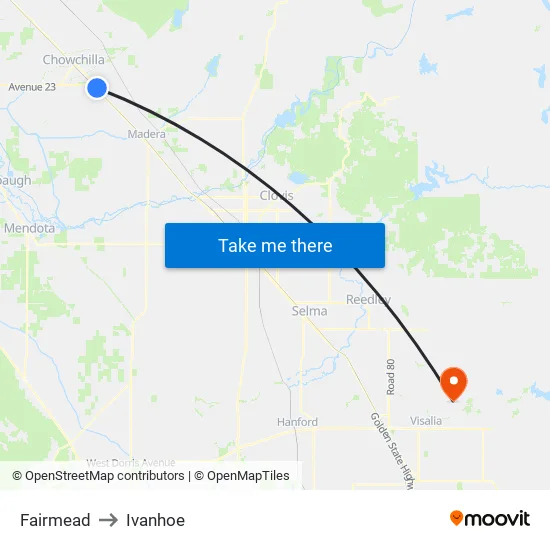Fairmead to Ivanhoe map
