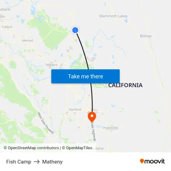 Fish Camp to Matheny map