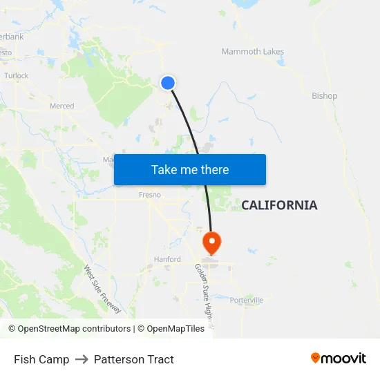 Fish Camp to Patterson Tract map