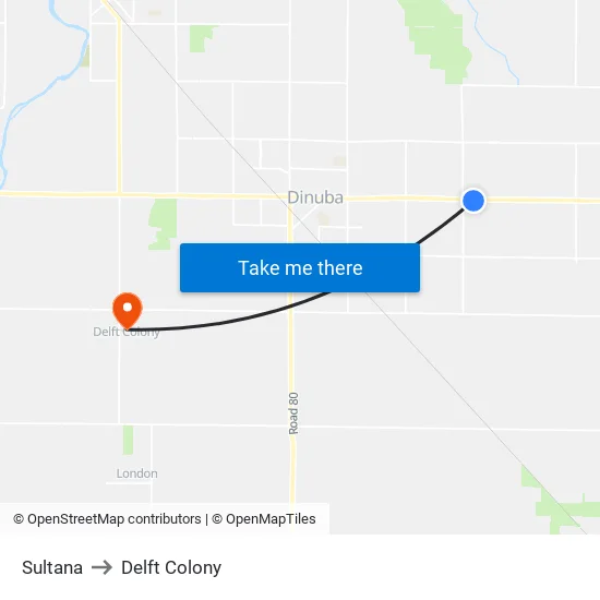 Sultana to Delft Colony map