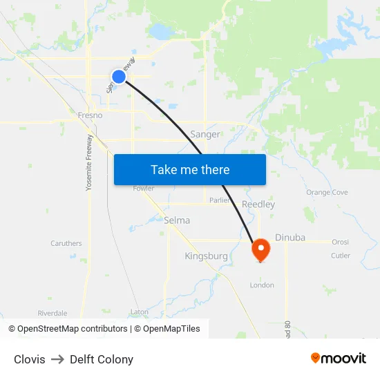 Clovis to Delft Colony map