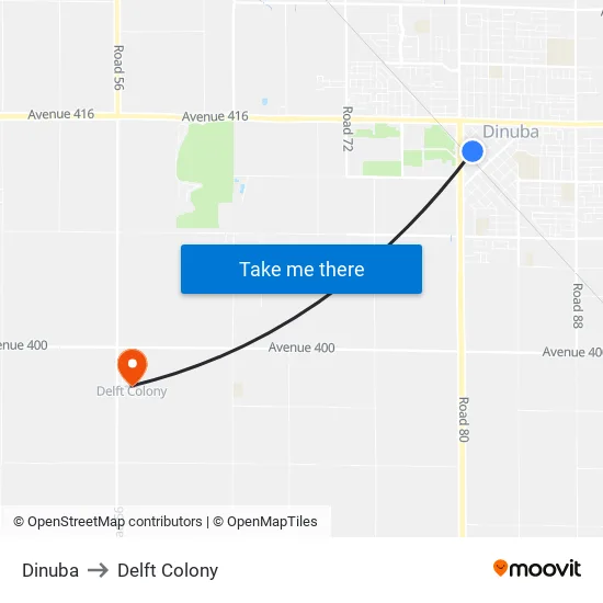 Dinuba to Delft Colony map