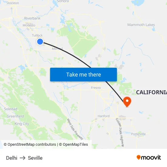 Delhi to Seville map