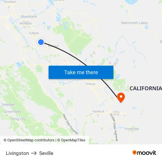 Livingston to Seville map