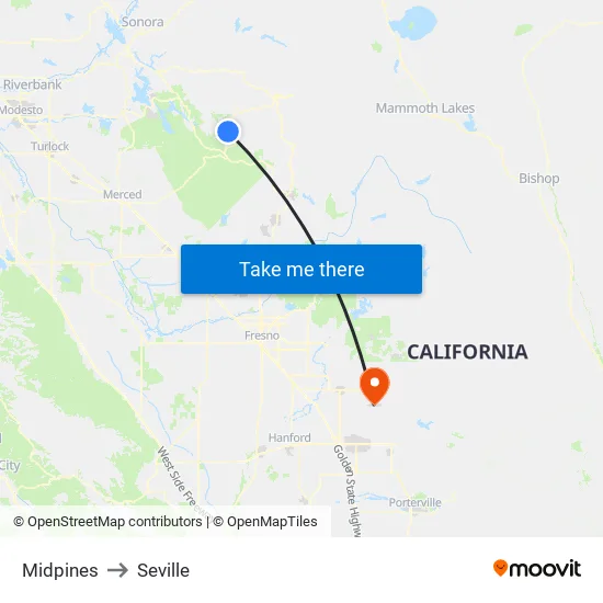 Midpines to Seville map